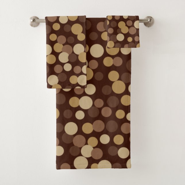 Retro Brown Dots Bathroom Towel Set (Insitu)