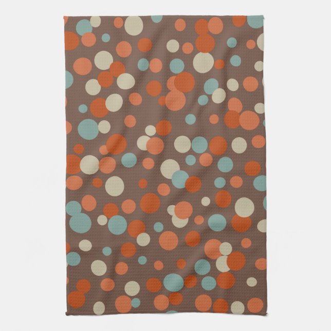 Retro Brown Dots Kitchen Towel (Vertical)