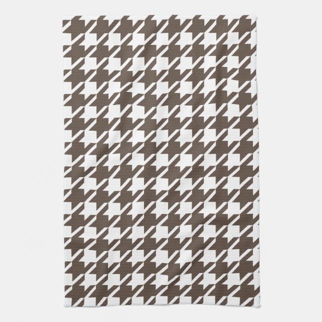 Retro Brown Houndstooth Kitchen Towel (Vertical)