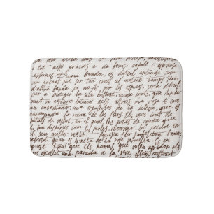 Retro Brown Ink Manuscript Texture Bath Mat