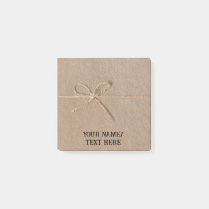 Retro brown paper with string - editable text pos post-it notes