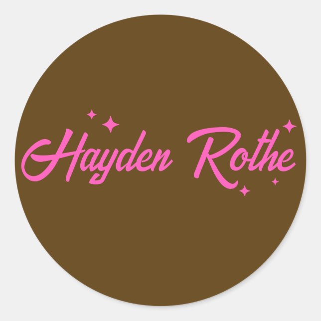  Retro Brown Pink Typography Stars Classic Round Sticker (Front)