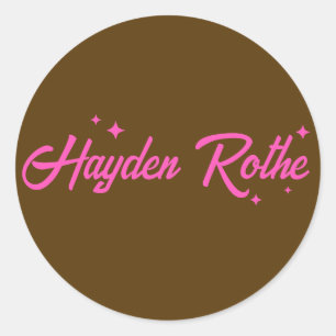  Retro Brown Pink Typography Stars Classic Round Sticker