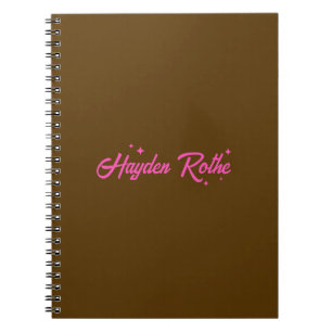  Retro Brown Pink Typography Stars Notebook