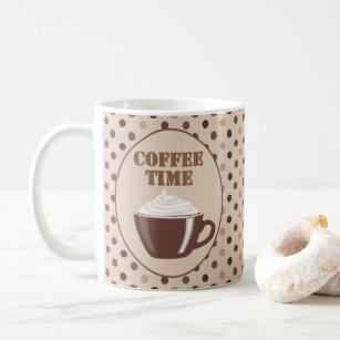 Retro Brown Polka Dot Coffee Time Coffee Mug