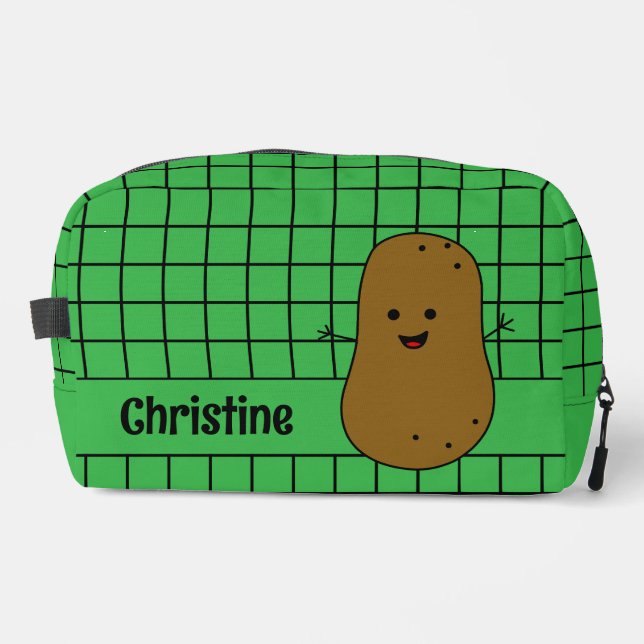 Retro, Brown Potato, Green Custom Dopp Kit (Front)