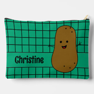 Retro, Brown Potato, Teal Custom Accessory Pouch