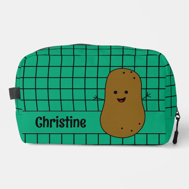 Retro, Brown Potato, Teal Custom Dopp Kit (Front)