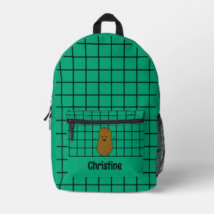 Retro, Brown Potato, Teal Custom Printed Backpack