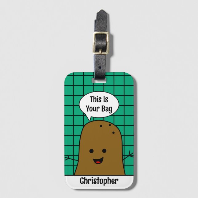 Retro, Brown Potato, Your Bag, Custom Luggage Tag (Front Vertical)