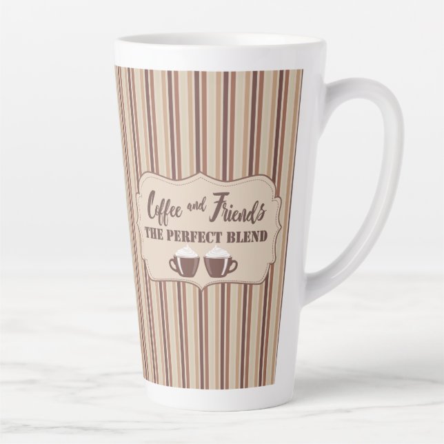 Retro Brown Stripe Coffee and Friends  Coffee Mug (Right)