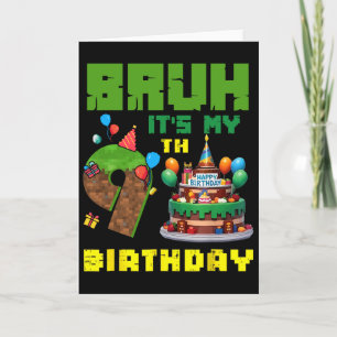 Retro Bruh It's My 9th Bday Pixel Cake Gamer 9 Yea Card