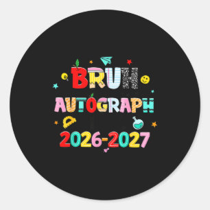 Retro bruh last day autographs teacher last day of classic round sticker