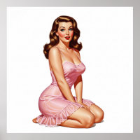 Retro Brunette Pin-up Girl in Pink