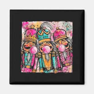 Retro Brushstroke Nutcracker Blowing Bubble Gum Ch Magnet