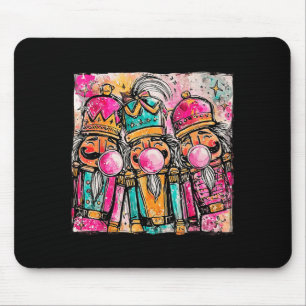 Retro Brushstroke Nutcracker Blowing Bubble Gum Ch Mouse Pad