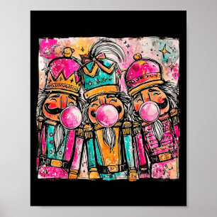 Retro Brushstroke Nutcracker Blowing Bubble Gum Ch Poster