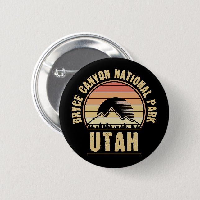 Retro Bryce Canyon National Park Utah 2 Inch Round Button (Front & Back)
