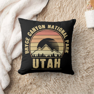 Retro Bryce Canyon National Park Utah Throw Pillow