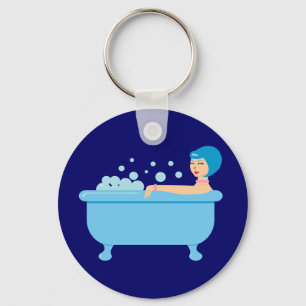 Retro Bubble Bath Girl Keychain