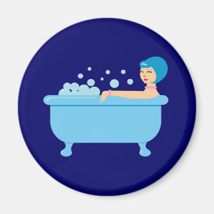 Retro Bubble Bath Girl Magnet
