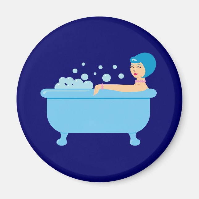 Retro Bubble Bath Girl Magnet (Front)