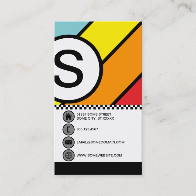 retro bubble checks business card (Front)
