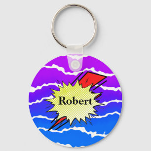 Retro bubble color comic keychain