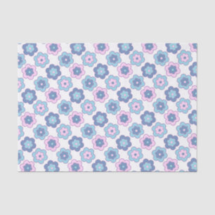 Retro Bubble Flowers (pink and blue)  Pattern Tissue Paper