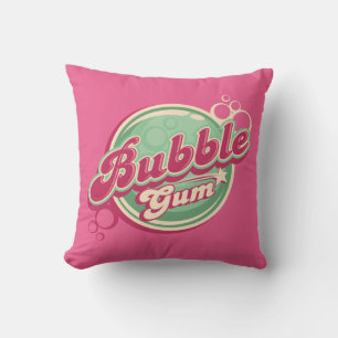 Retro Bubble Gum Design for Birthdays or School Throw Pillow