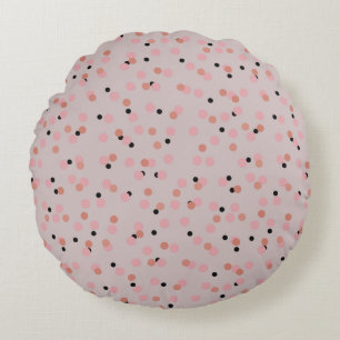 Retro Bubblegum Confetti Mid-Century Dots Round Pillow