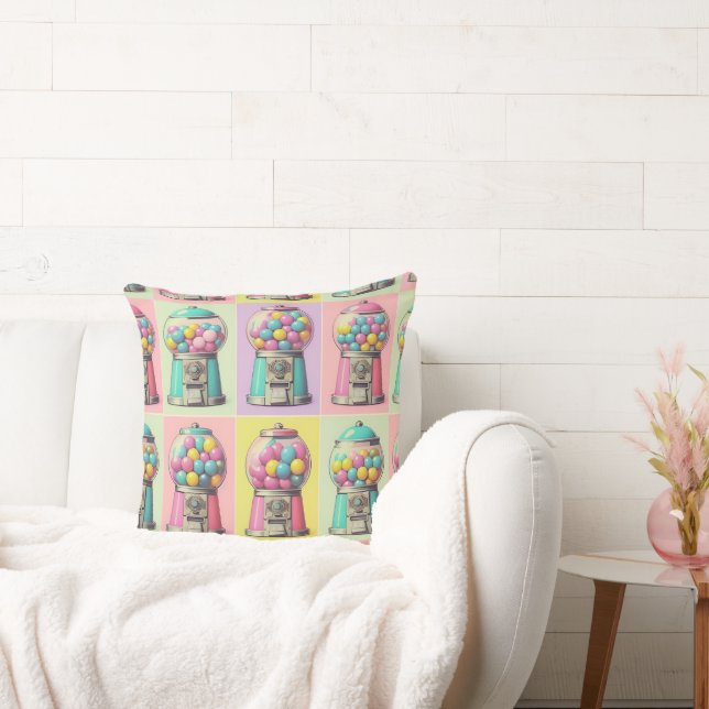 Retro Bubblegum machine  Throw Pillow (Couch)