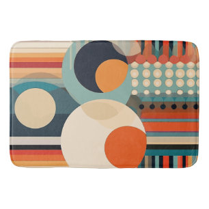 Retro Bubbles Circles and Stripes 338 Bath Mat