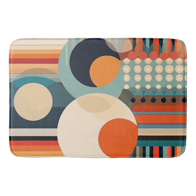 Retro Bubbles Circles and Stripes 338 Bath Mat (Front)