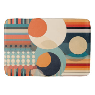 Retro Bubbles Circles and Stripes 338 Bath Mat