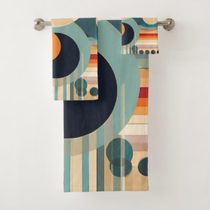 Retro Bubbles Circles and Stripes 338 Bath Towel Set