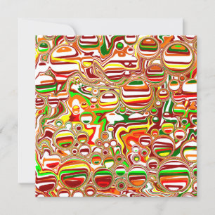 Retro Bubbles Digital Art Black Card