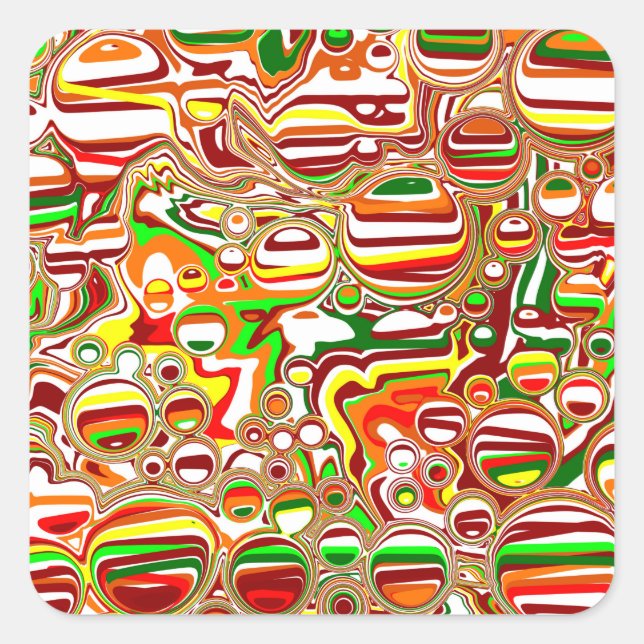 Retro Bubbles Digital Art    Square Sticker (Front)