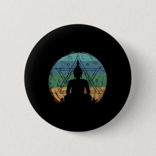 Retro Buddha Buddhist Yoga Spiritual Meditation Ze 2 Inch Round Button