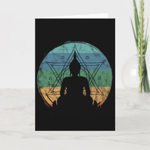 Retro Buddha Buddhist Yoga Spiritual Meditation Ze Card