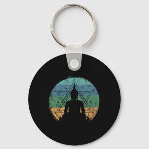 Retro Buddha Buddhist Yoga Spiritual Meditation Ze Keychain
