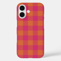 Retro Buffalo Plaid Tartan Pattern Pink and Orange