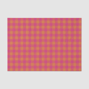 Retro Buffalo Plaid Tartan Pattern Pink and Orange Tissue Paper