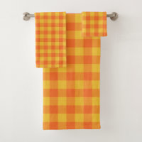 Retro Buffalo Plaid Tartan Pattern Yellow Orange 