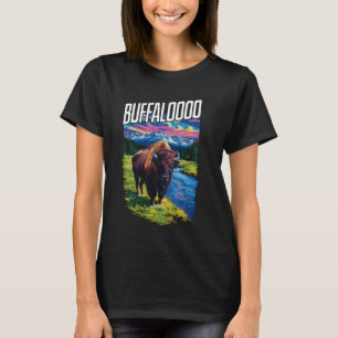 Retro Buffalo Sunset Lucky Casino Slots Buffaloooo T-Shirt