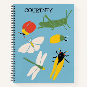 Retro Bugs Insects Illustrations Personalized Notebook