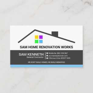 Retro Building Rooftop Home Repair Construction Business Card