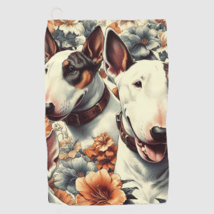 Retro Bull Terrier Seamless Painting Golf Towel