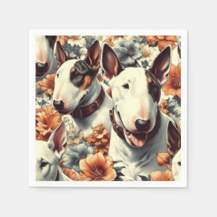 Retro Bull Terrier Seamless Painting Napkin