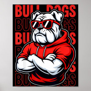 Retro Bulldogs for Men Women Boys Girls Kids Poster